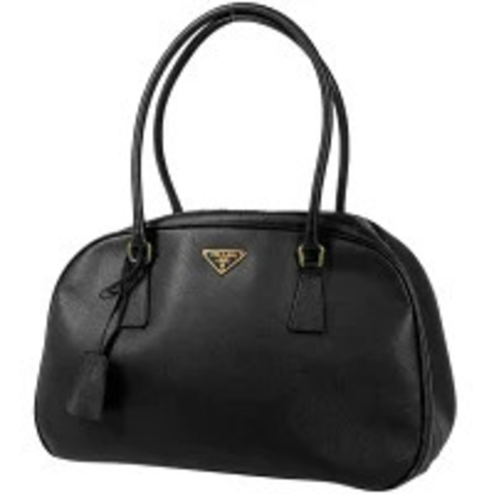 Prada Plate Handbag Saffiano Leather Black